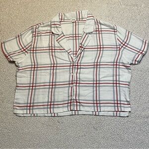 FREE WITH PURCHASE! Garage Red and White Plaid Button-Down Pajama Shirt